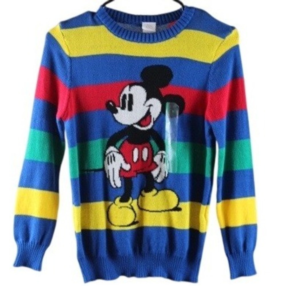 Disney 100 Retro Reimagined Mickey Mouse Striped Sweater Mens Medium NWT